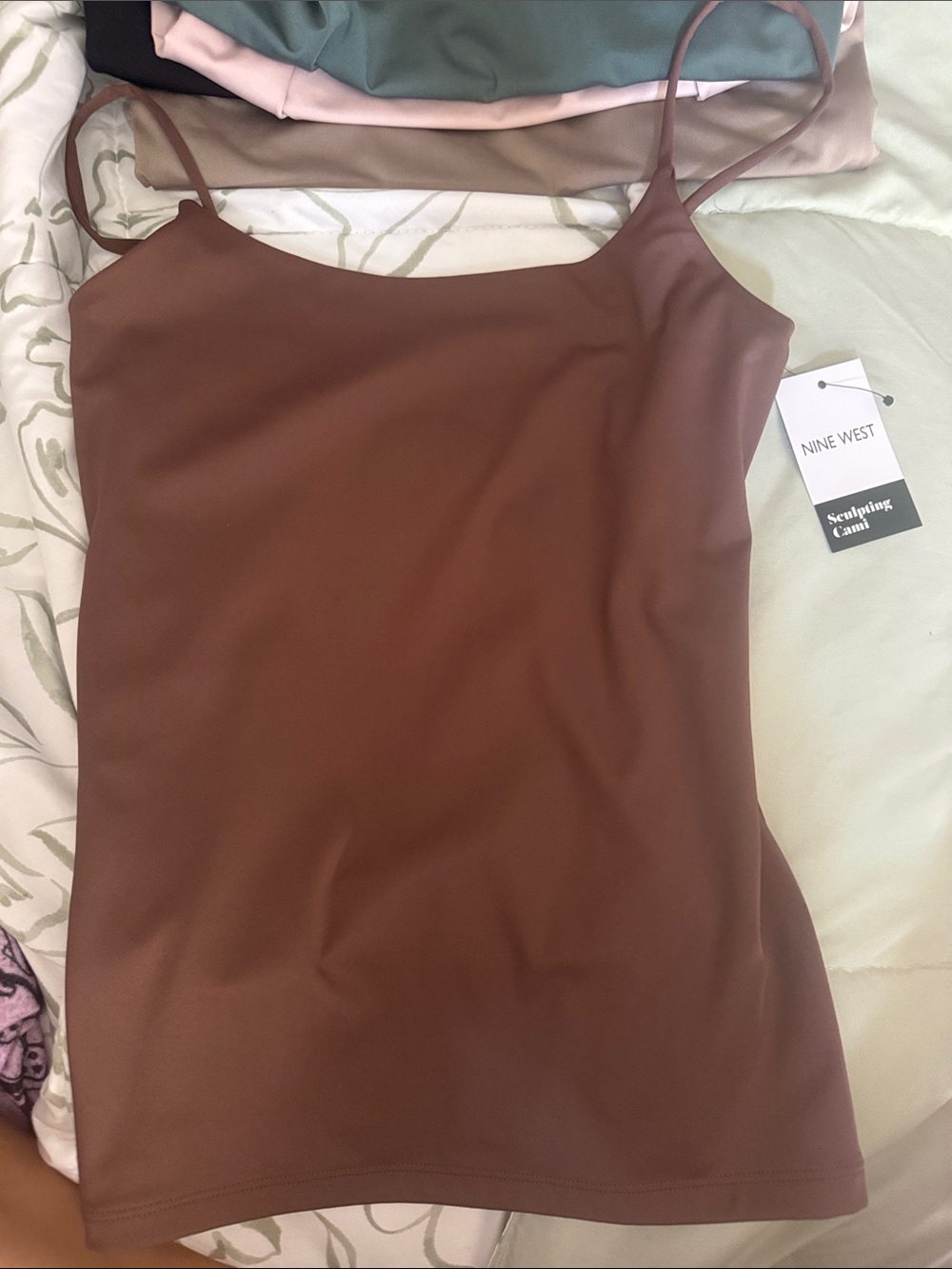 Nine West Chocolate Brown Sculpting Cami with Spaghetti Straps